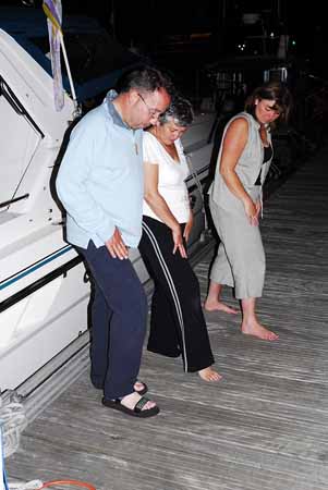 Peter teaches Anne & Bev the foot steps