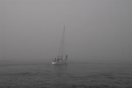 27 A Yachtsman in the fog, radar reflector barely visable